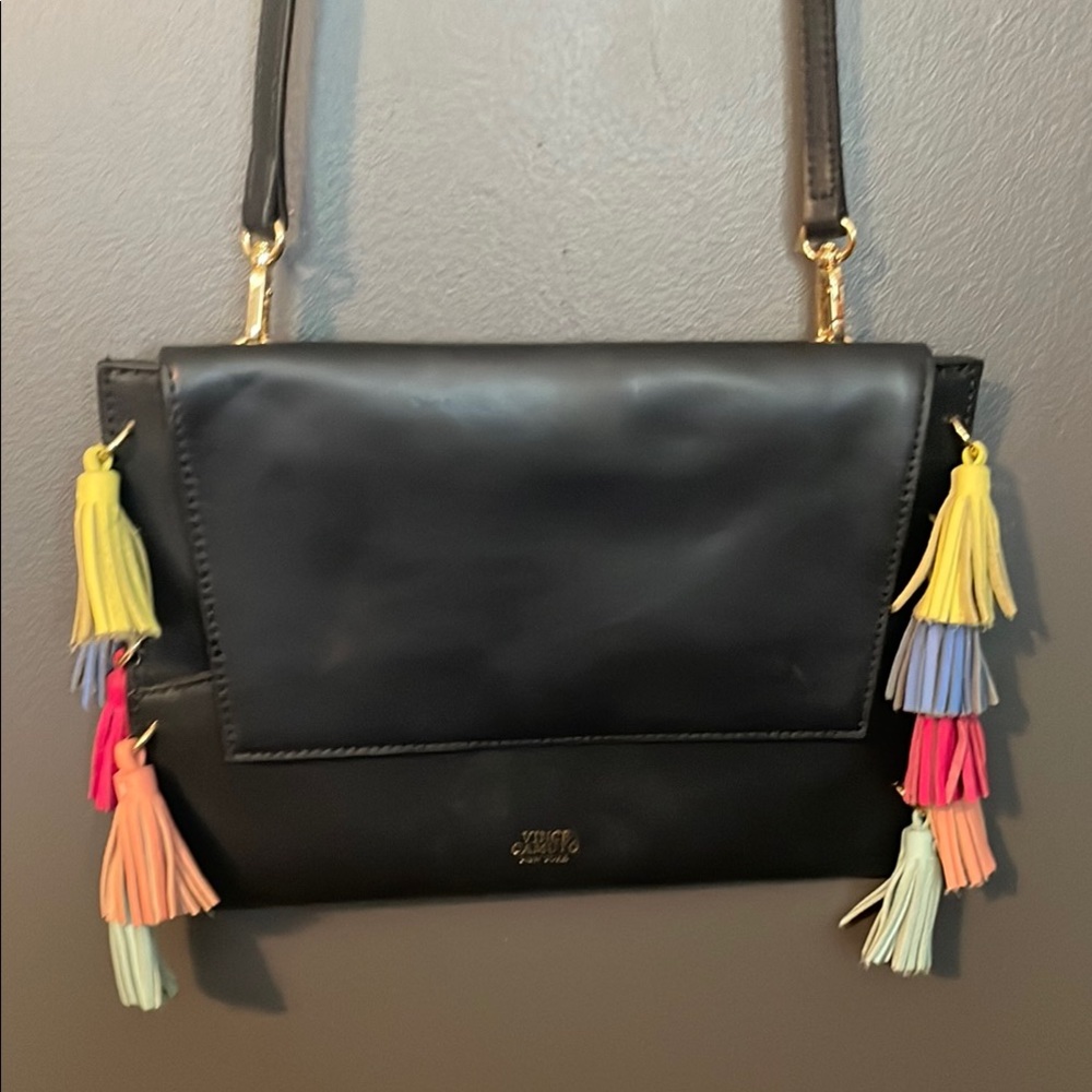 Vince Camuto Black Crossbody Bag with Playful Tassels